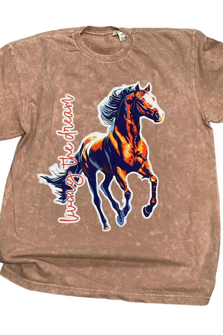 Layered Horse Living the Dream Mineral Wash Tee