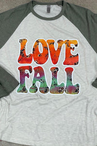 Love Fall Raglan Baseball Tee