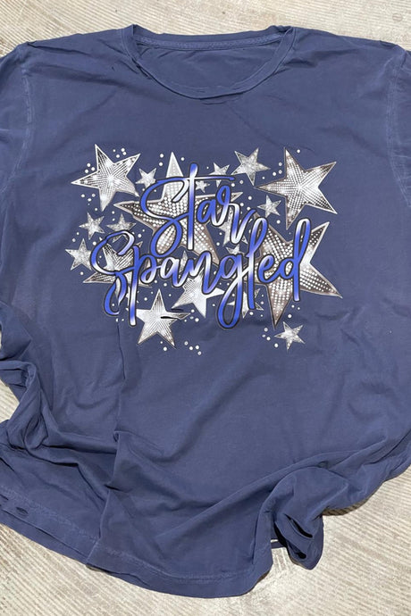 Star Spangled Faux Sequins Navy
