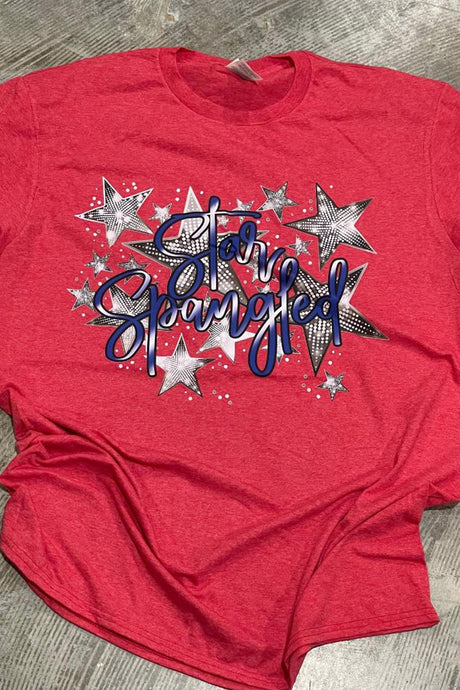 Star Spangled Faux Sequins Red