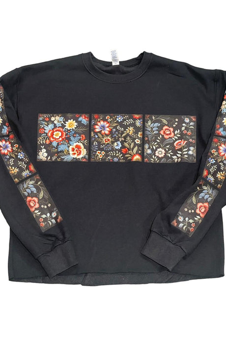 Western Black Flowers Sweatshirt